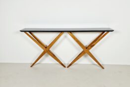 wood, opal glass console