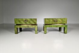 Bamboo veneer and brass nightstands