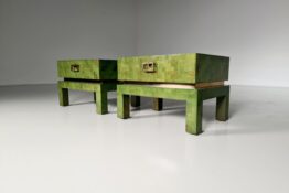 Bamboo veneer and brass nightstands Bamboo veneer and brass nightstands
