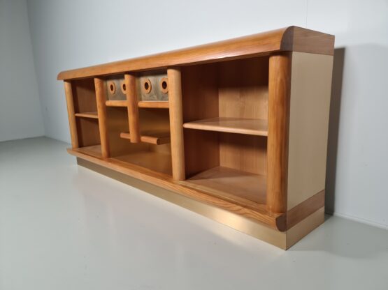 oak and brushed brass sideboard/credenza