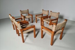 Brutalist Pine Wood Dining Chairs