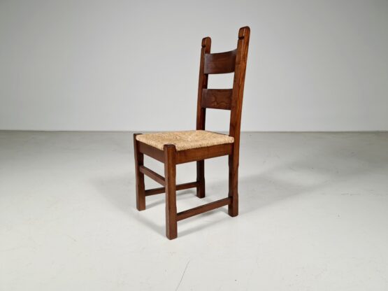 solid oak and rush dining chairs