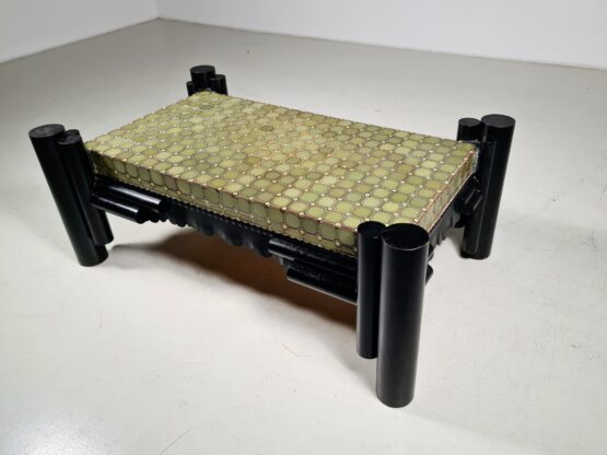 Brutalist solid steel and tile coffee table