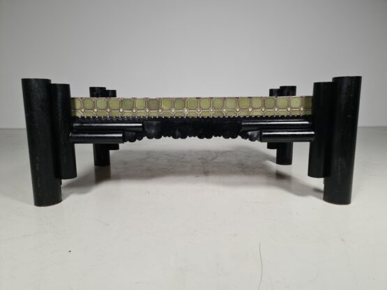 Brutalist solid steel and tile coffee table