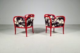Faux bamboo chair wil oriental fabric Faux bamboo chair wil oriental fabric