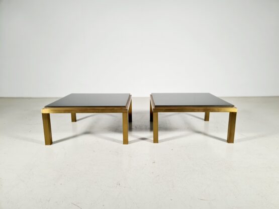 Brass and Laquered Black Marble Coffee Table