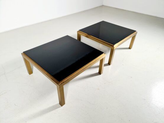 Brass and Laquered Black Marble Coffee Table