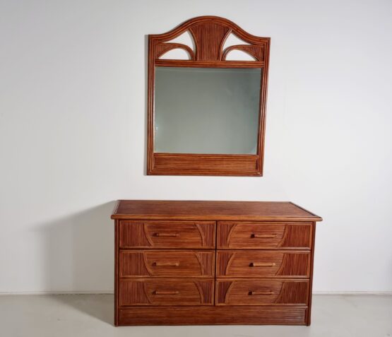 Solid walnut dresser with matching mirror from Italy, 1970s - Image 2
