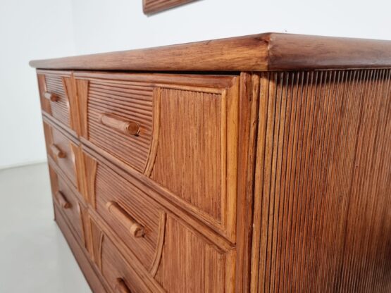 Solid walnut dresser with matching mirror from Italy, 1970s - Image 7