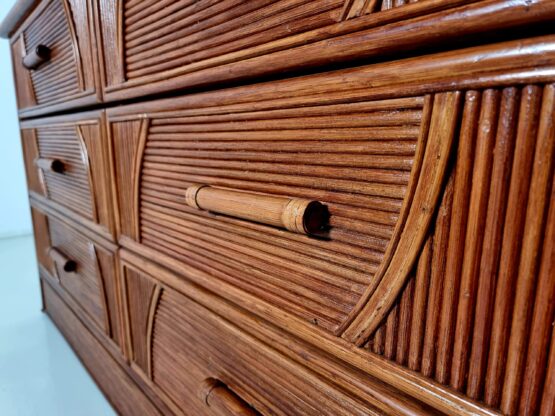 Solid walnut dresser with matching mirror from Italy, 1970s - Image 8