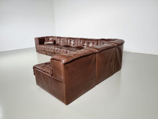 De Sede DS-11 patchwork sectional brown leather sofa, 1970s - Image 9