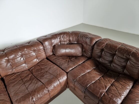De Sede DS-11 patchwork sectional brown leather sofa, 1970s - Image 6