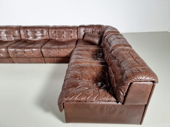 De Sede DS-11 patchwork sectional brown leather sofa, 1970s - Image 8