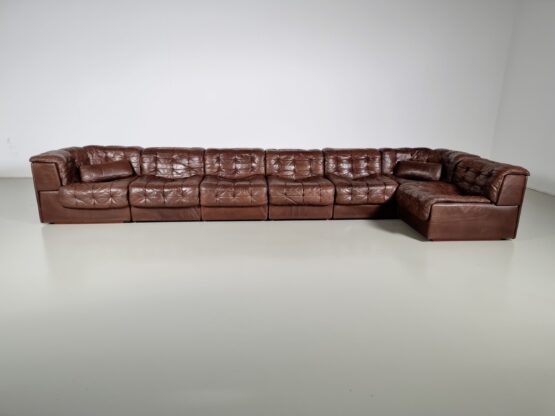 De Sede DS-11 patchwork sectional brown leather sofa, 1970s - Image 3