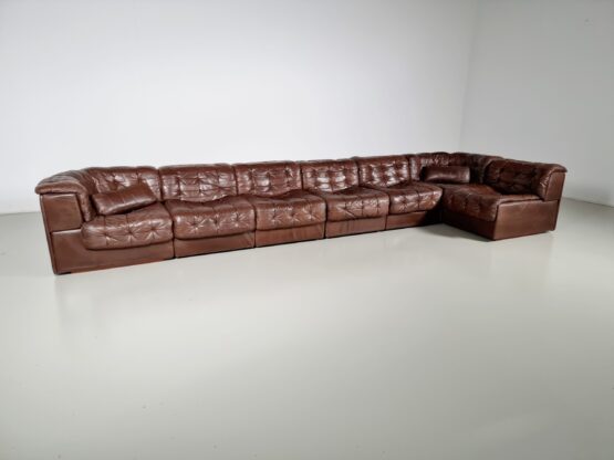 De Sede DS-11 patchwork sectional brown leather sofa, 1970s - Image 4