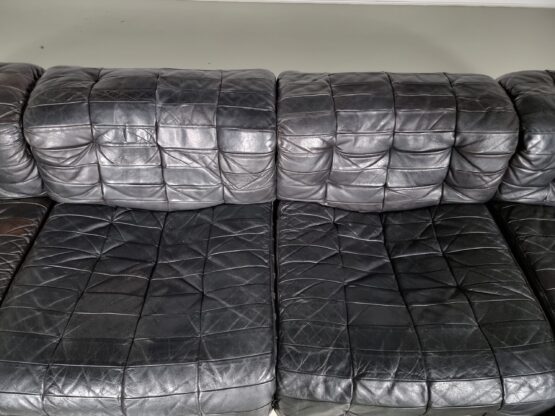 De Sede DS-11 patchwork sectional black leather sofa, 1970s - Image 7
