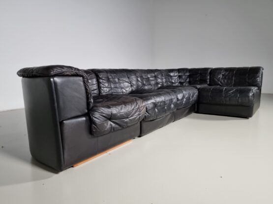 De Sede DS-11 patchwork sectional black leather sofa, 1970s - Image 4