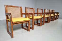 Art deco style oak and cane dining chairs