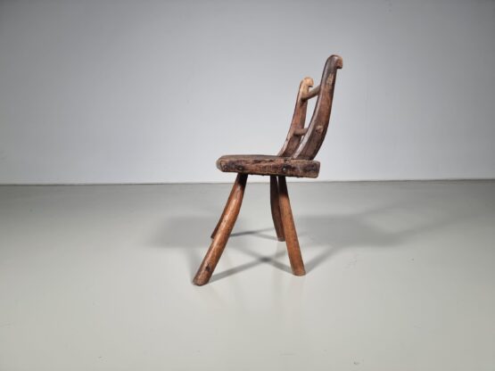 Rustic Wabi-Sabi styl side chair constructed of curved dark hardwood, early 1900. - Image 2