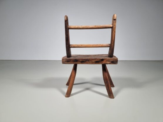 Rustic Wabi-Sabi styl side chair constructed of curved dark hardwood, early 1900. - Image 4