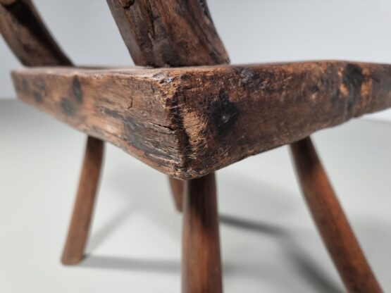 Rustic Wabi-Sabi styl side chair constructed of curved dark hardwood, early 1900. - Image 7