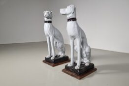 Italian white painted ceramic dogs, Early 20s