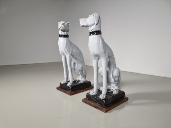 Italian white painted ceramic dogs, Early 20s