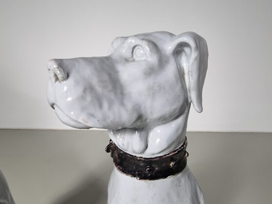 Italian white painted ceramic dogs, Early 20s