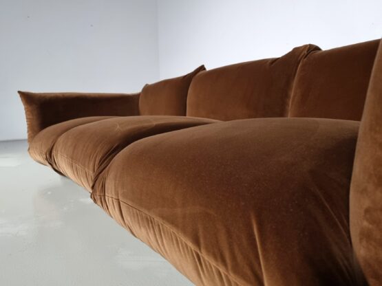 Mario Marenco 3-Seater Sofa in Brown Velvet for Arflex, 1970s - Image 7