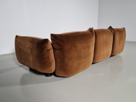 Mario Marenco 3-Seater Sofa in Brown Velvet for Arflex, 1970s - Image 5