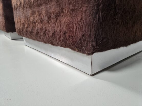 Vintage Italian Chrome Plated Sectional Sofa with Faux Fur, 1970 - Image 8