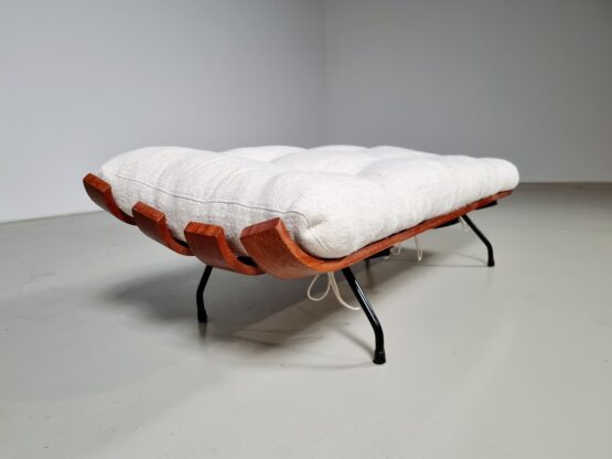 Eisler & Hauner Bone’ Bench in Imbuia and Textured fabric