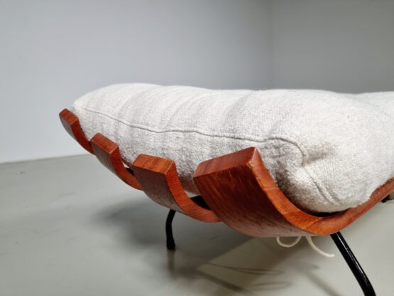 Eisler & Hauner Bone’ Bench in Imbuia and Textured fabric