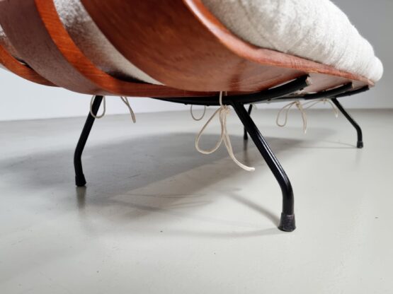 Eisler & Hauner ‘Bone’ bench/ottoman in Imbuia wood and fabric. - Image 6