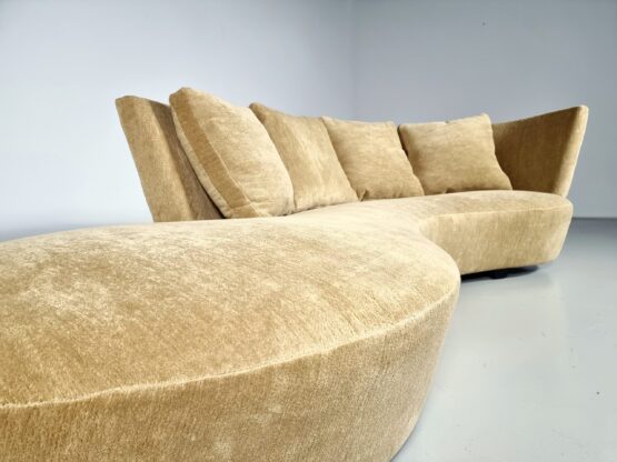 Crescent sofa reupholstered in Pierre Frey Chenille by Vladimir Kagan - Image 8