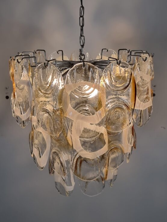 Midcentury Large Murano Glass Chandelier, Italy, 1970s