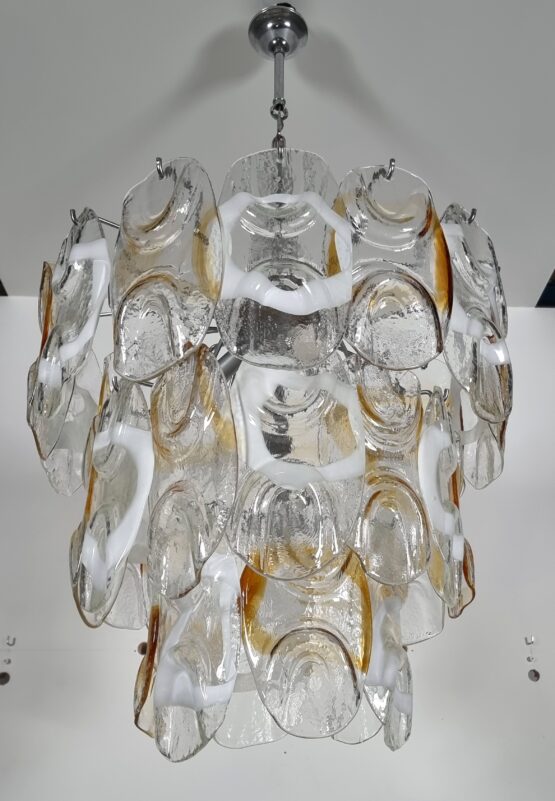 Midcentury Large Murano Glass Chandelier, Italy, 1970s