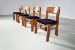 Brutalist solid oak Wood Dining Chairs