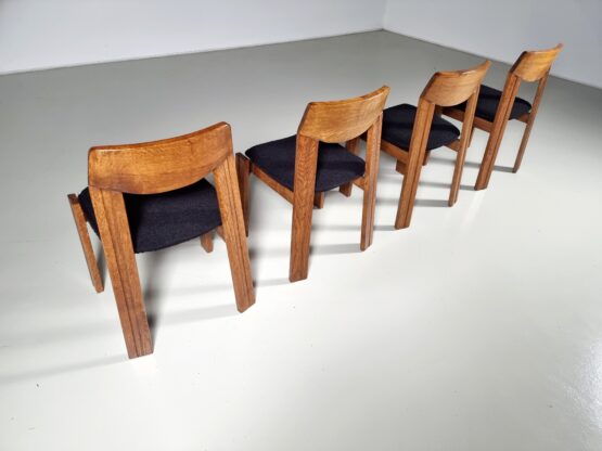 Brutalist solid oak Wood Dining Chairs