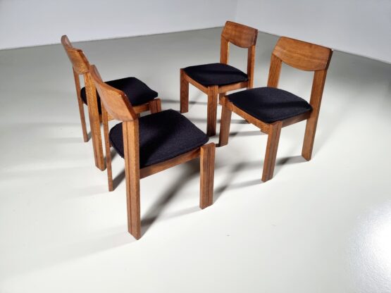 Brutalist solid oak Wood Dining Chairs