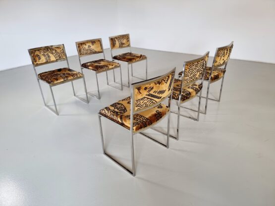 Set of 6 Hollywood Regency style Willy Rizzo dining chairs, 1970s - Image 9