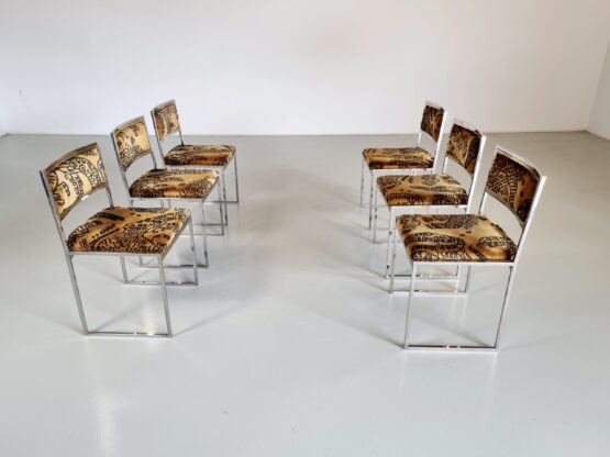 Set of 6 Hollywood Regency style Willy Rizzo dining chairs, 1970s - Image 7