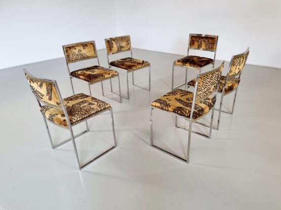 Set of 6 Hollywood Regency style Willy Rizzo dining chairs, 1970s - Image 8