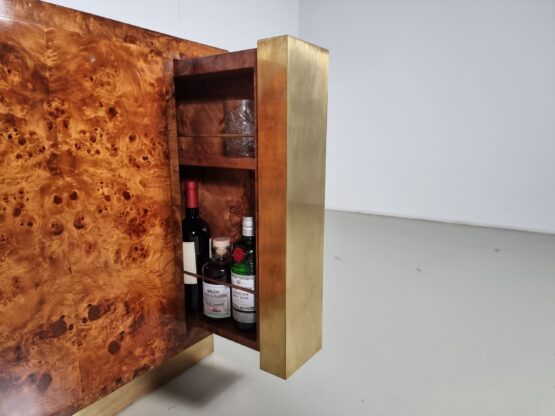 Italian Burlwood and Brass sideboard/credenza, 1970s - Image 9