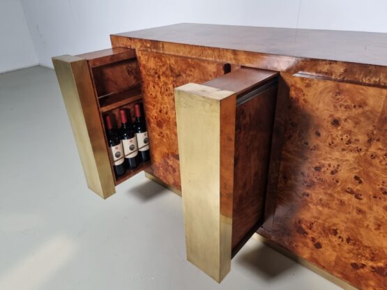 Italian Burlwood and Brass sideboard/credenza, 1970s - Image 8