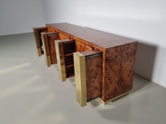 Italian Burlwood and Brass sideboard/credenza, 1970s - Image 7