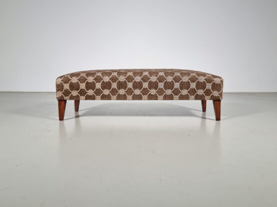 Bench in the manner of Gio Ponti in wood and fabric, 1950s