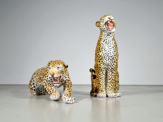 Ceramic leopard sculpture