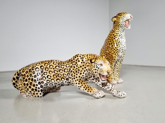 Ceramic leopard sculpture