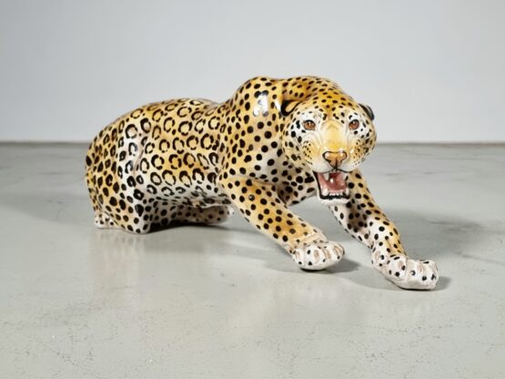 Ceramic leopard sculpture